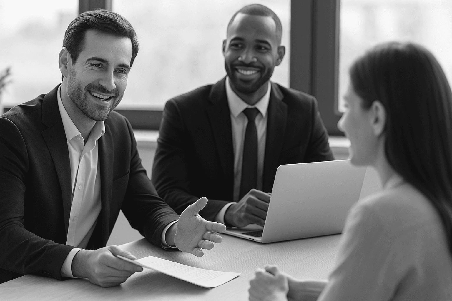 Consultores apresentando soluções financeiras